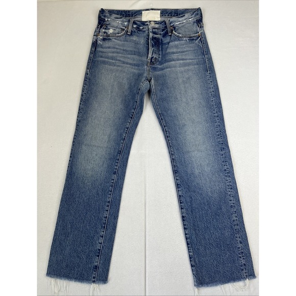 MOTHER SUPERIOR JEANS 26 30x27 THE SCRAPPER CUFF ANKLE FRAY TAKE ME HIGHER DENIM